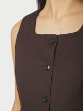 Indlæs billede til gallerivisning NEO NOIR Yula Linen Waistcoat Dark Brown
