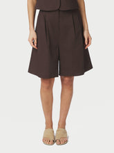 Indlæs billede til gallerivisning NEO NOIR Nika Linen Shorts Dark Brown
