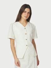 Indlæs billede til gallerivisning NEO NOIR Jules Summer Stripe Blouse Taupe Stripe
