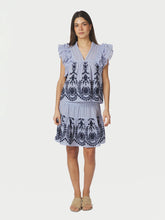 Indlæs billede til gallerivisning NEO NOIR Jayla Stripe Embroidery Top Blue
