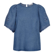 Indlæs billede til gallerivisning CO' COUTURE Tilly Emb SS Blouse Denim Blue
