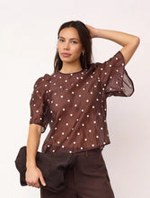 Indlæs billede til gallerivisning CO' COUTURE Dita Dot SS Blouse Dark Brown
