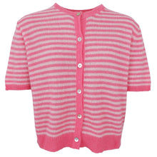 Indlæs billede til gallerivisning BLACK COLOUR Bcdell Stripe Cardigan Raspberry
