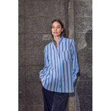 Indlæs billede til gallerivisning HAUTE L'AMITIE Button Down Stripe Shirt Blue Navy
