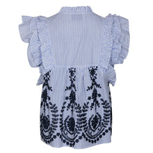 Indlæs billede til gallerivisning NEO NOIR Jayla Stripe Embroidery Top Blue
