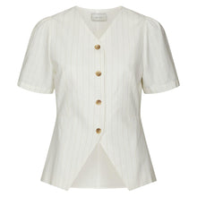Indlæs billede til gallerivisning NEO NOIR Jules Summer Stripe Blouse Taupe Stripe
